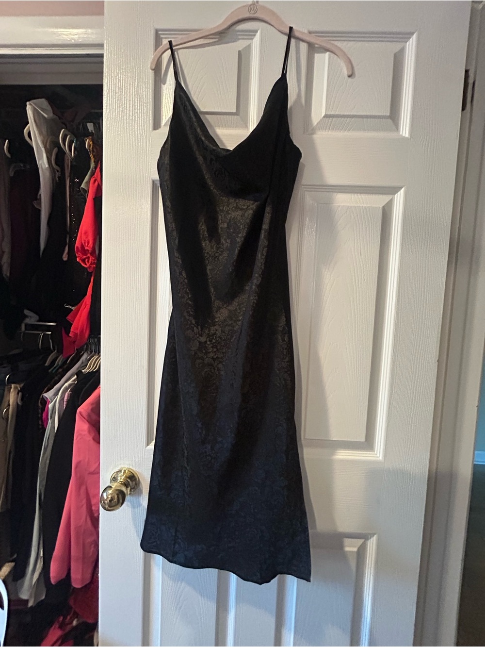 Kittenish Black Jacquard Slip Midi Dress